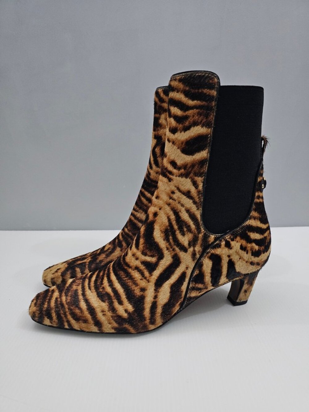 Sam Edelman Margo Chelsea Ankle Boot Womens 7.5 Animal Tiger Print Calf Hair NEW
